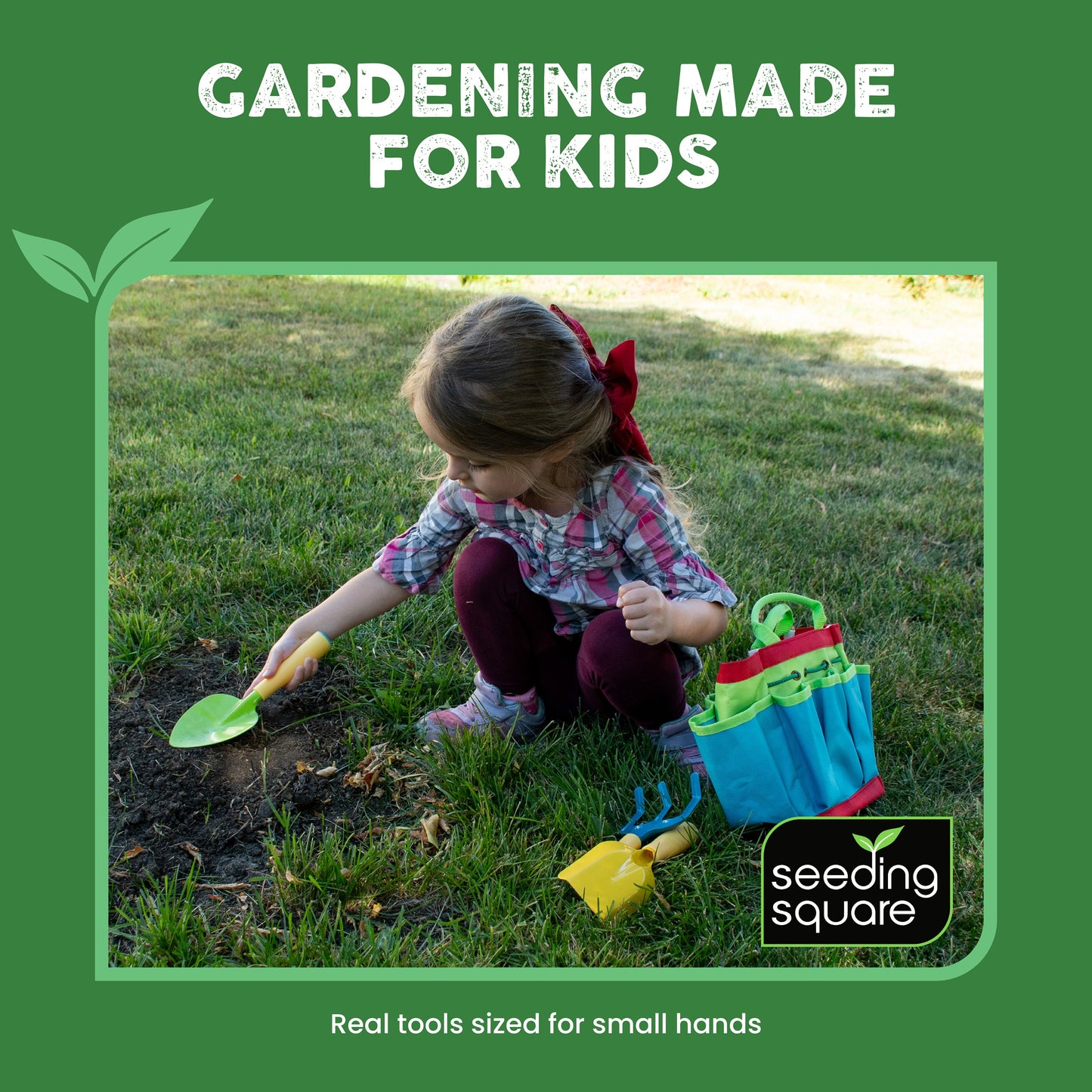 Kids Garden Tool Set – with Trowel, Shovel, Rake, Watering Can & Tote Bag – Ages 3+