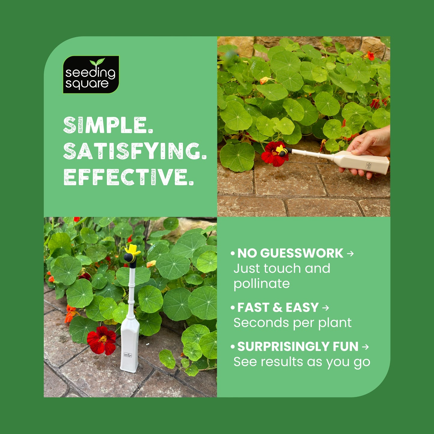 Handheld Pollinator Tool for Vegetable Gardening by Seeding Square