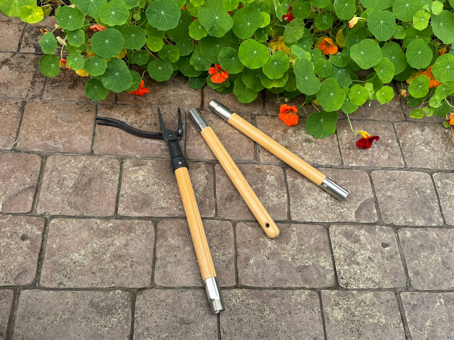 The Weed Gobbler - Carbon Steal & Bamboo Stand-Up Weed Puller Tool for Dandelions and Single-Root Weeds