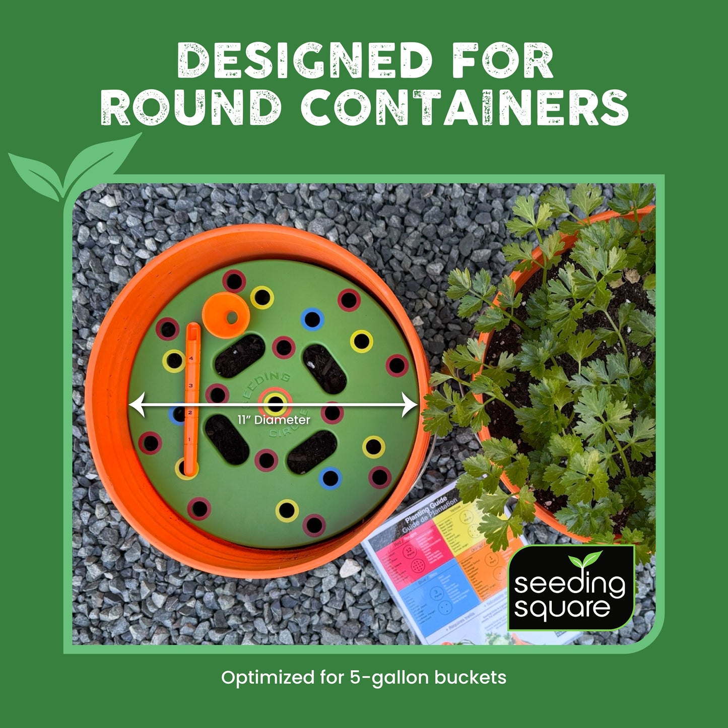 Seeding Circle - Color-Coded Seed Spacing Template for Planting Vegetable Gardens