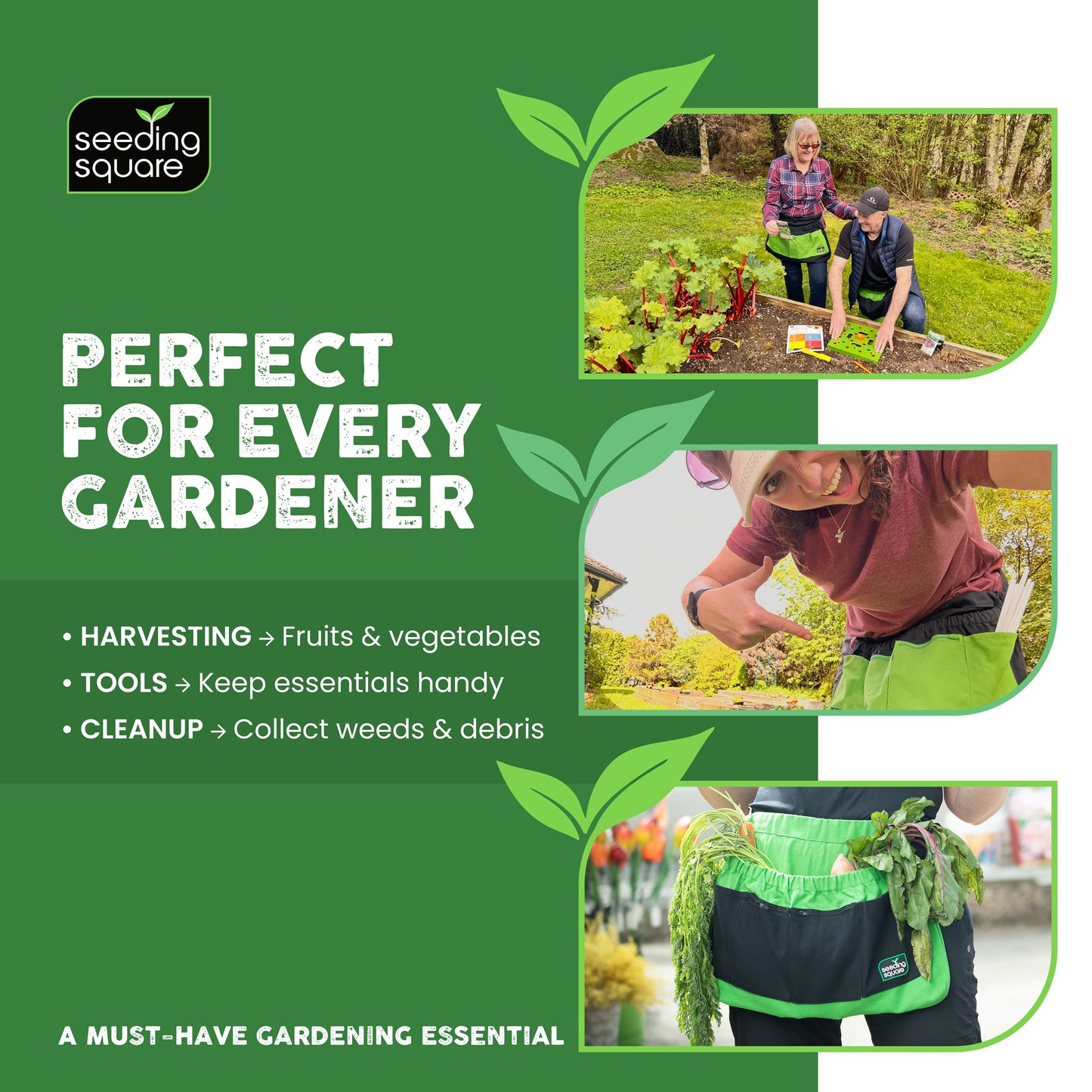 The Garden Harvest Apron - Hands-Free Gardening Apron for Fruits, Vegetables, Tools – Adjustable, Durable, Washable