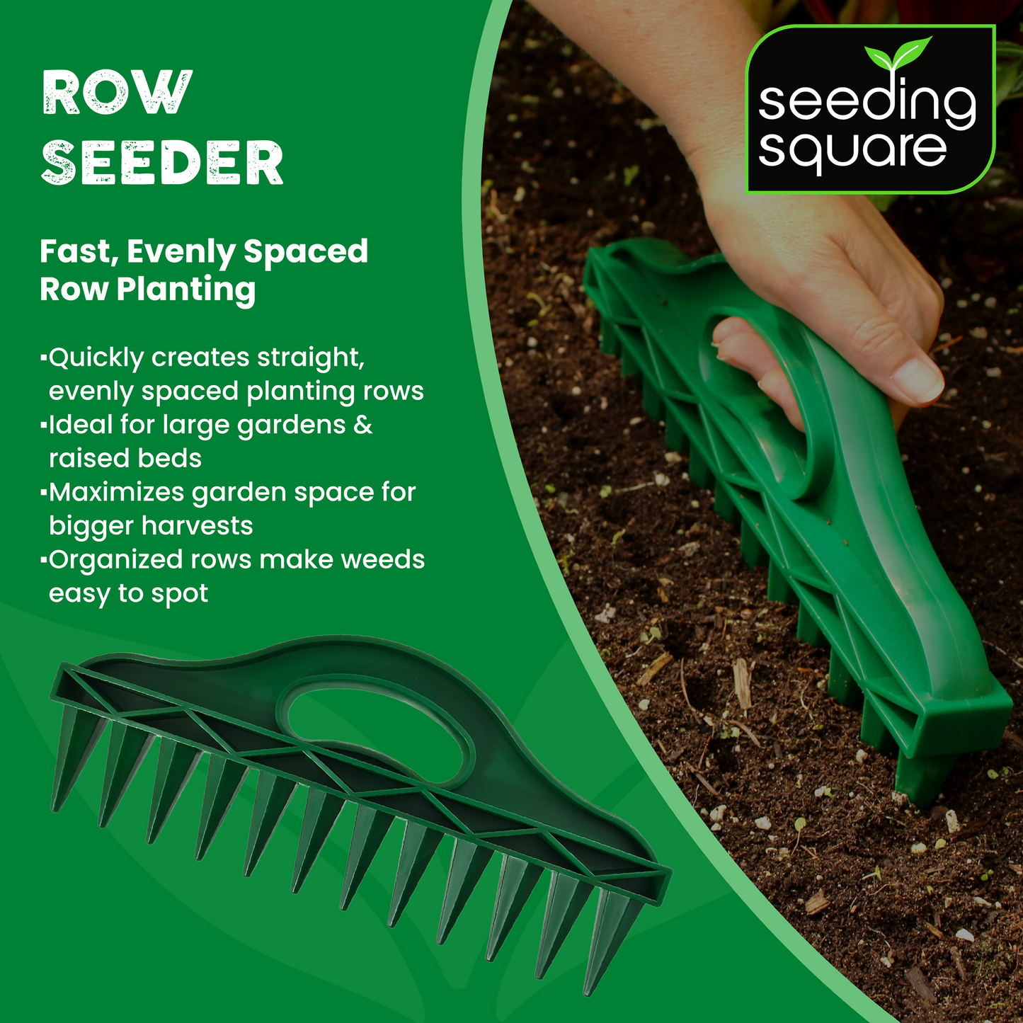 The Row Seeder – for Precise Seed & Seedling Spacing in Rows & Seed Trays