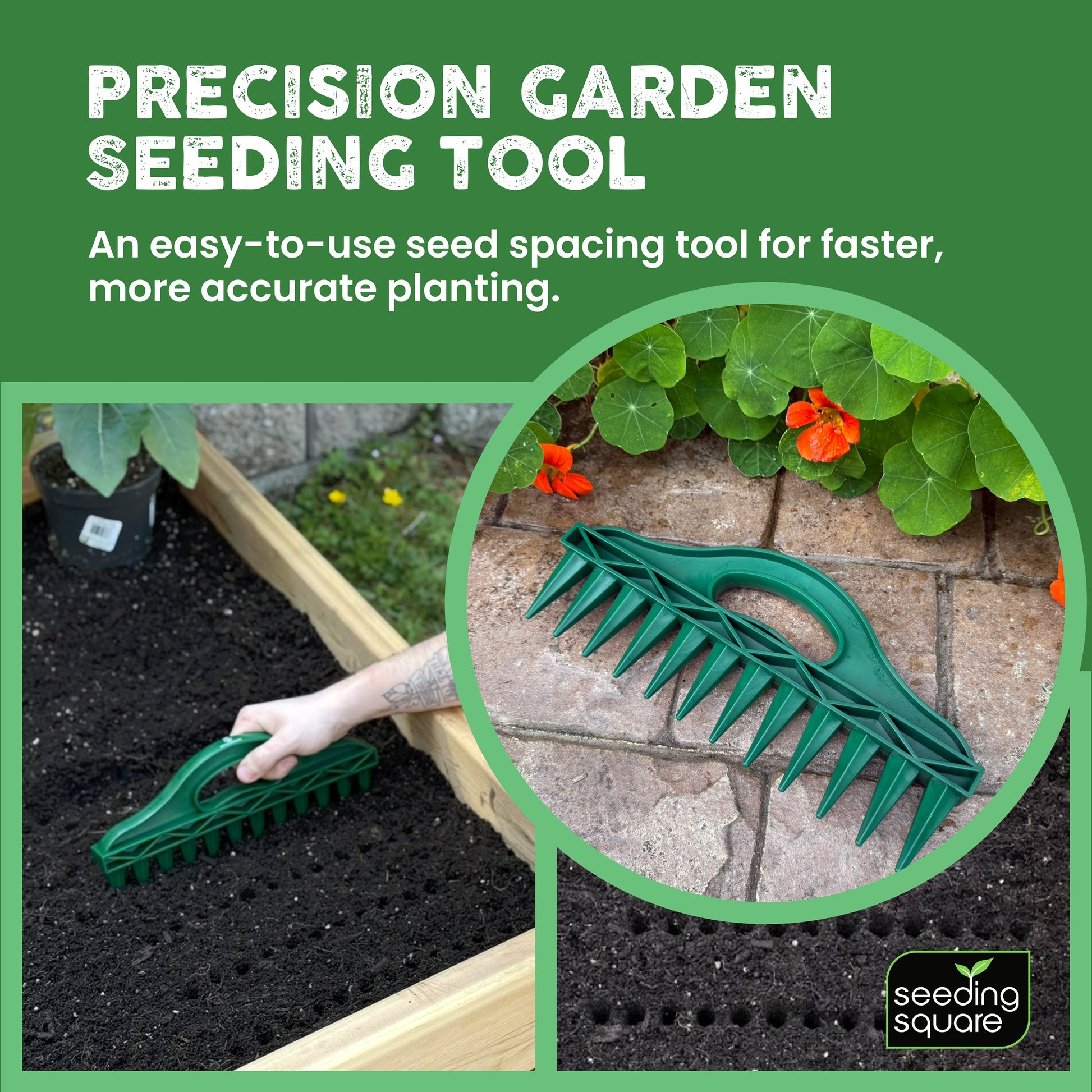2 row garden seeder The Row Seeder – for Precise Seed & Seedling Spacing in Rows & Seed Tr – Seeding Square