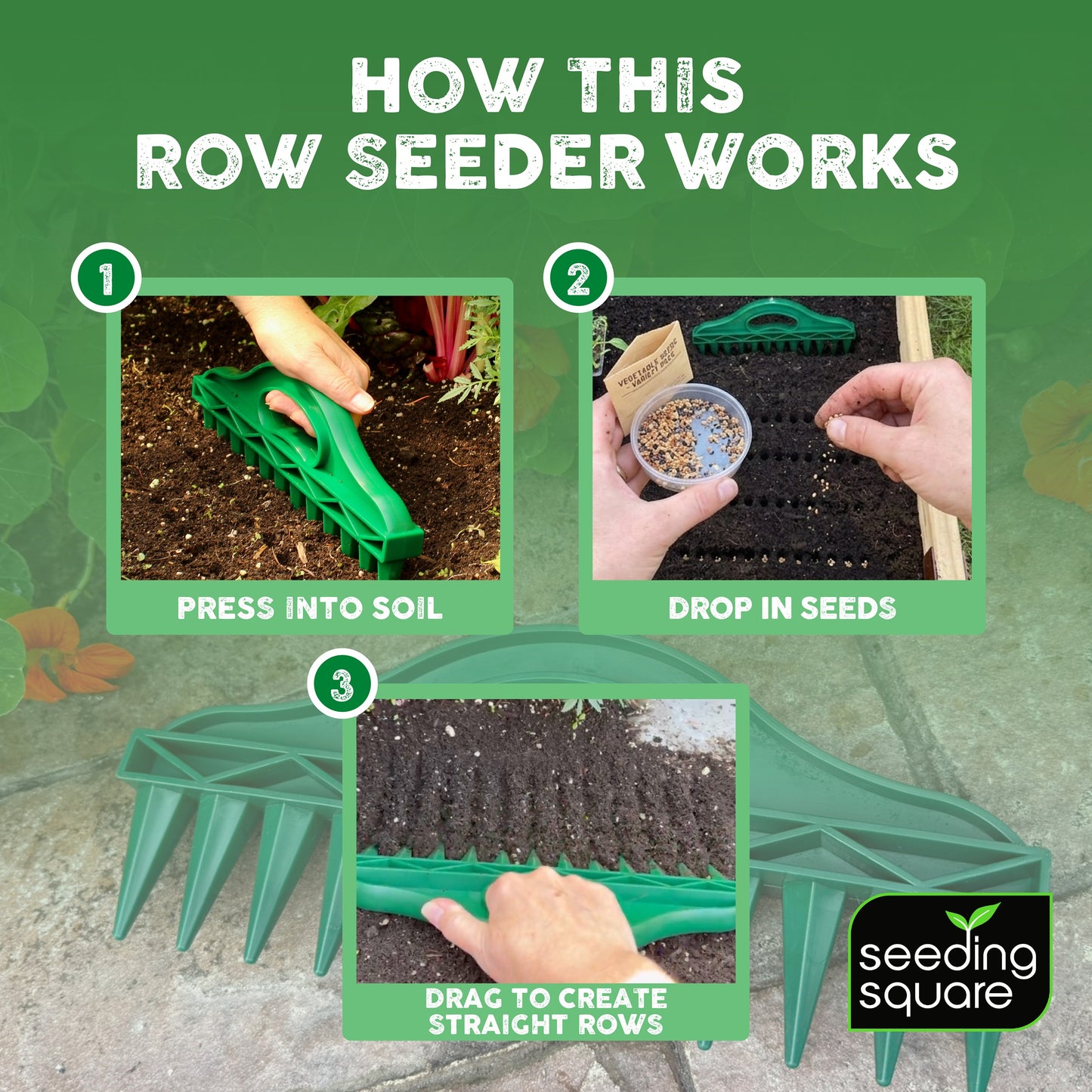 The Row Seeder – for Precise Seed & Seedling Spacing in Rows & Seed Trays
