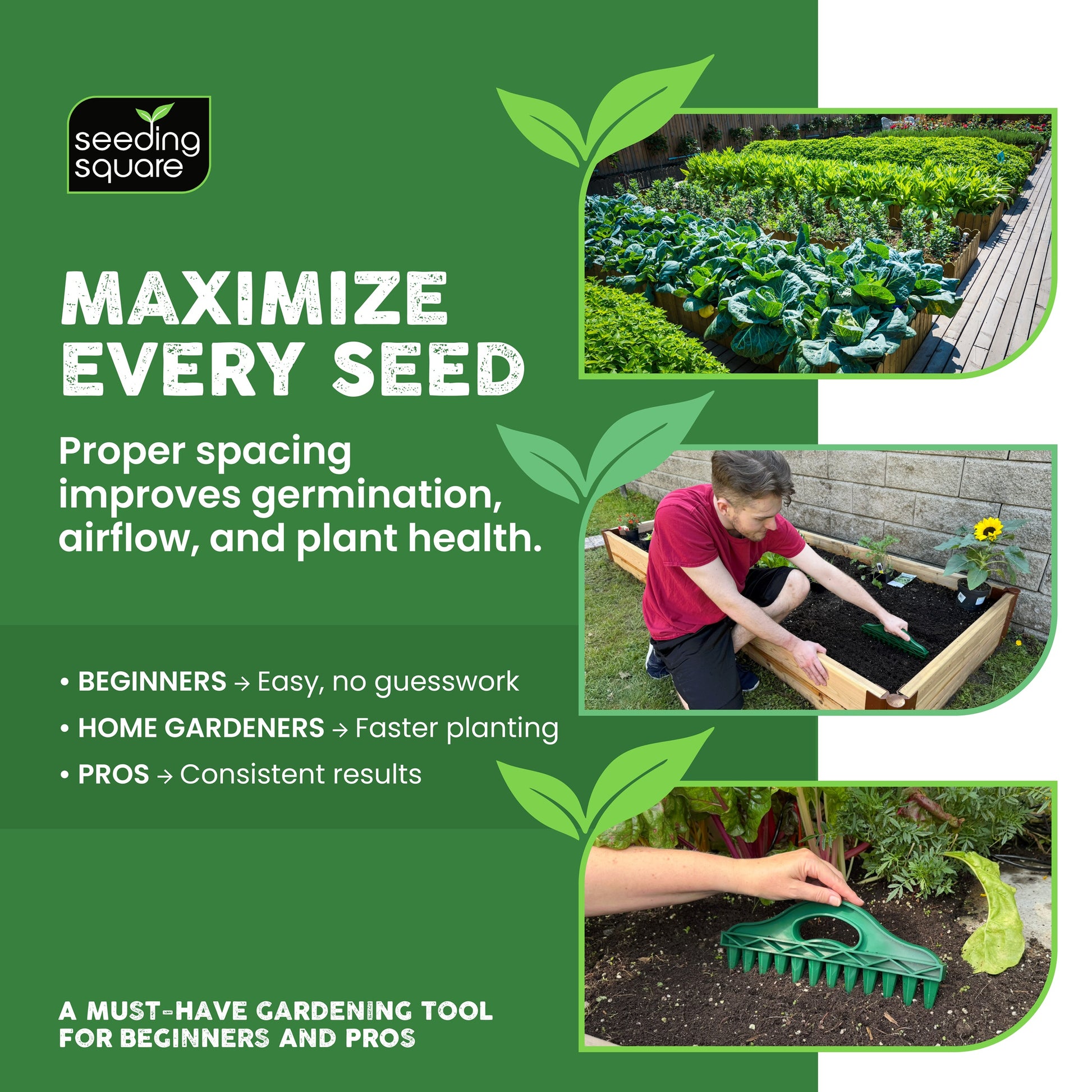 garden row seeder The Row Seeder – for Precise Seed & Seedling Spacing in Rows & Seed Tr – Seeding Square