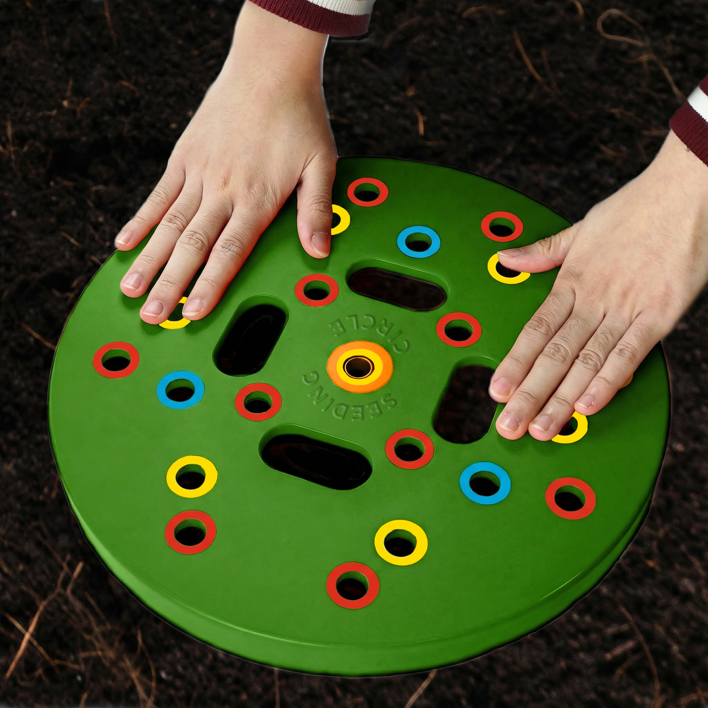 Seeding Circle - Color-Coded Seed Spacing Template for Planting Vegetable Gardens