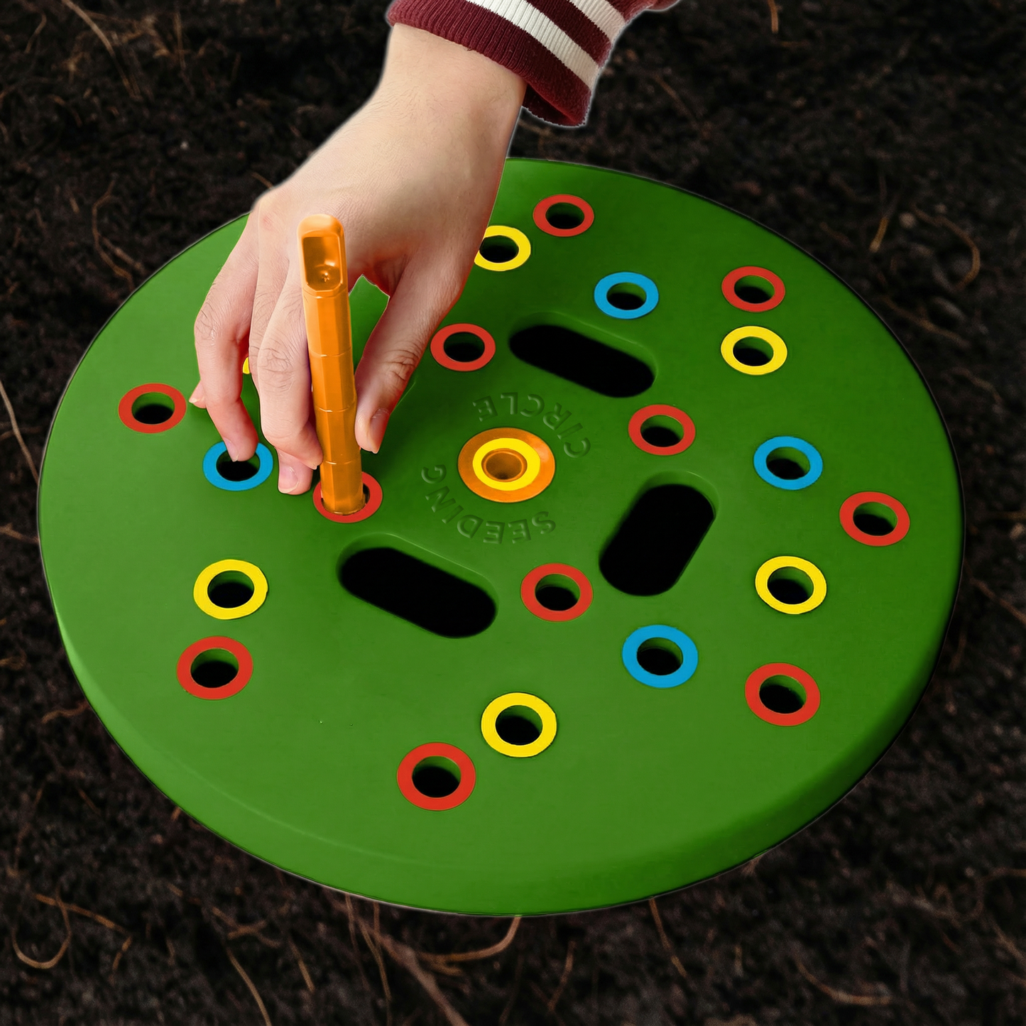 Seeding Circle - Color-Coded Seed Spacing Template for Planting Vegetable Gardens